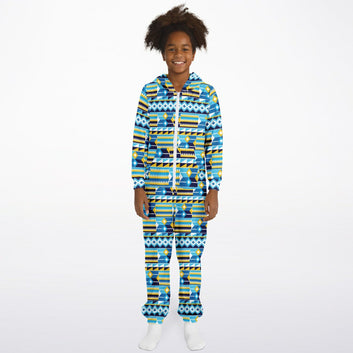 Blue Kente Patterned Jumpsuit - Toddler