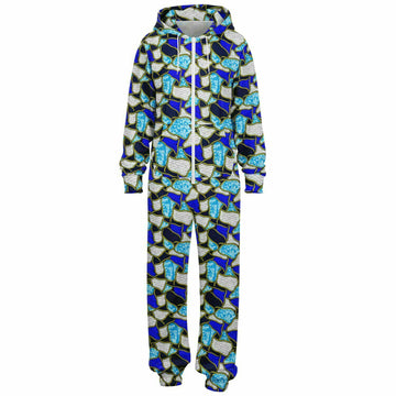 Ocean Blue & White Patterned Jumpsuit - Teen & Adult