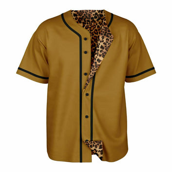 Leopard Fur & Brown Reversible Baseball Jersey