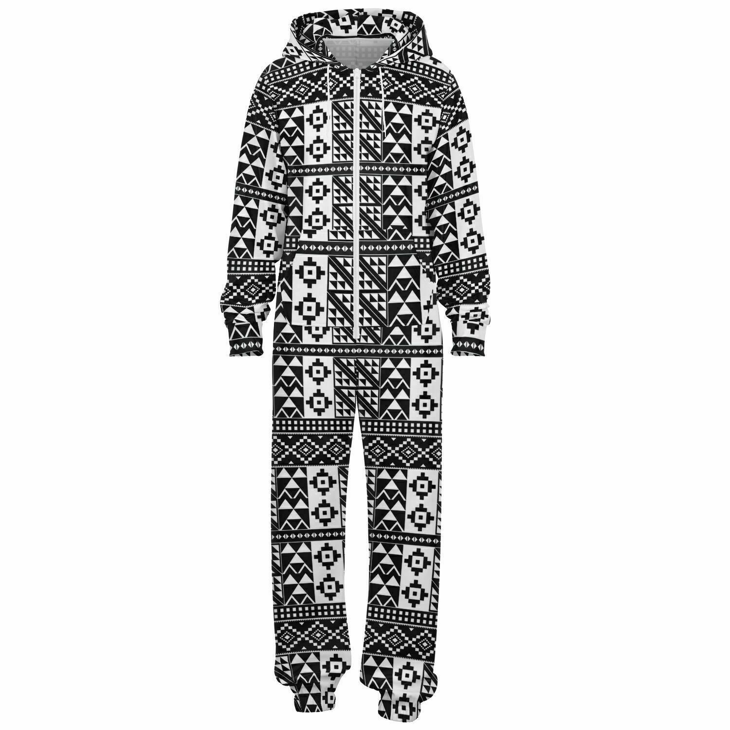 Black & White Kente Patterned Jumpsuit - Teen & Adult