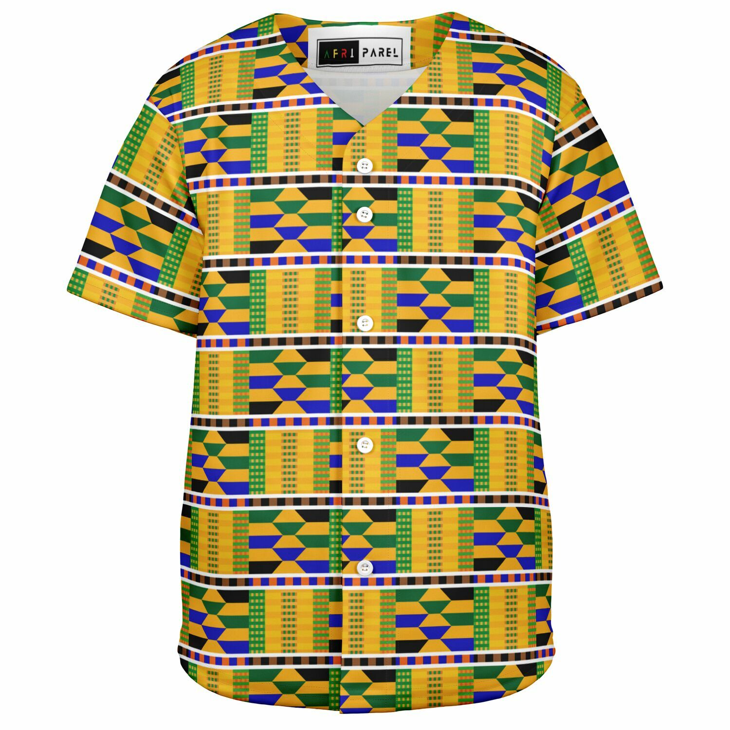 Yellow Kente Patterned Baseball Jersey - Youth