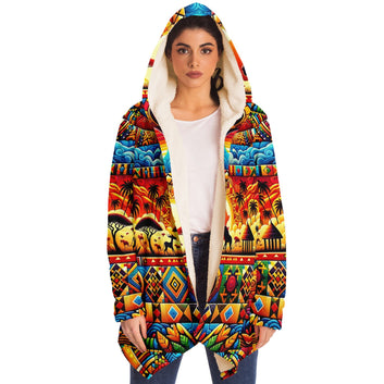 Abstract Savanna Microfleece Cloak