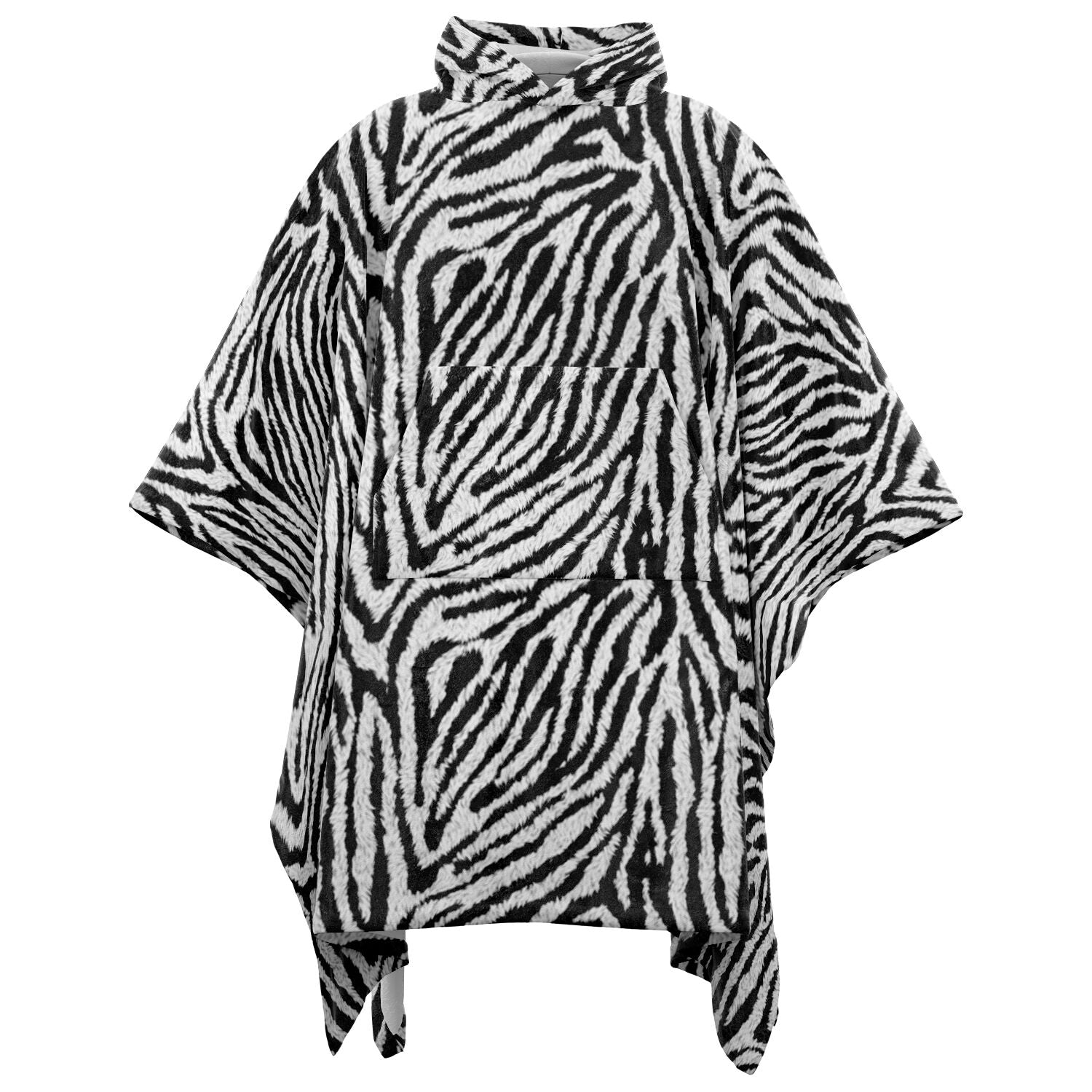 Zebra Fur Flannel Blanket Poncho