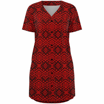 Crimson Diamond Baseball Jersey Dress
