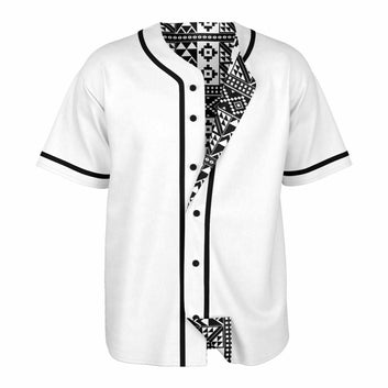 Black-White & White Patterned Kente Reversible Baseball Jersey