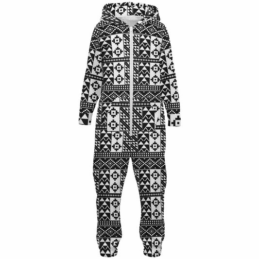 Black & White Kente Patterned Jumpsuit - Kids & Youth