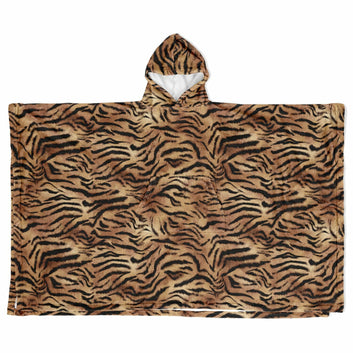 Tiger Fur Flannel Blanket Poncho