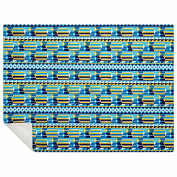 Blue Kente Patterned Premium Microfleece Blanket