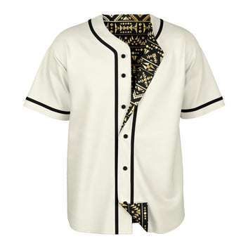 Black-Gold Tribal & Ivory Reversible Baseball Jersey