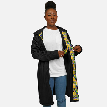 Yellow Kente Zipper Cloak