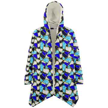 Ocean Blue & White Patterned Microfleece Cloak