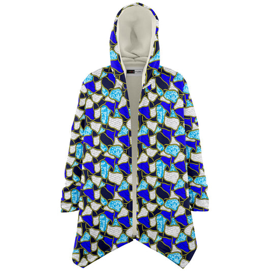 Ocean Blue & White Patterned Microfleece Cloak