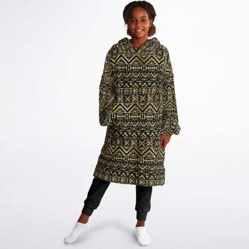 Black & Gold Tribal Hooded Blanket - Kids & Youth