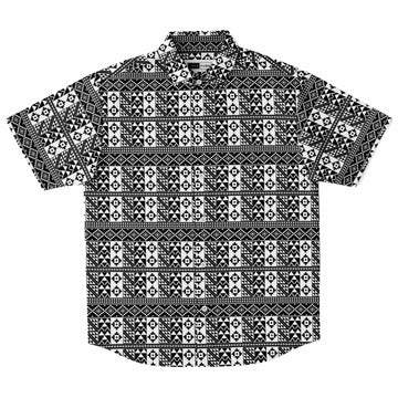 Black & White Kente Short Sleeve Shirt