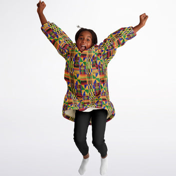 Original Kente Patterned Hooded Blanket - Kids & Youth