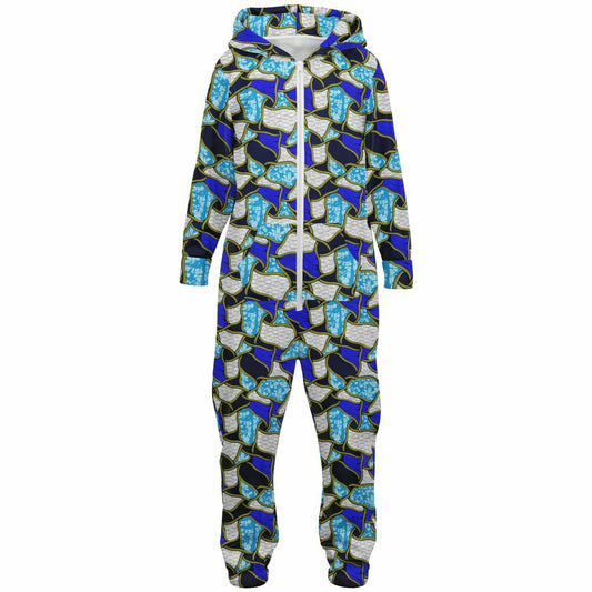 Ocean Blue & White Patterned Jumpsuit - Kids & Youth