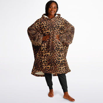 Leopard Fur Hooded Blanket - Teen & Adult