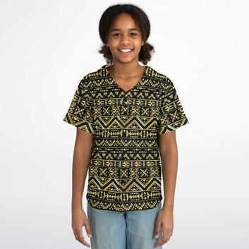 Black & Gold Tribal Baseball Jersey - Youth