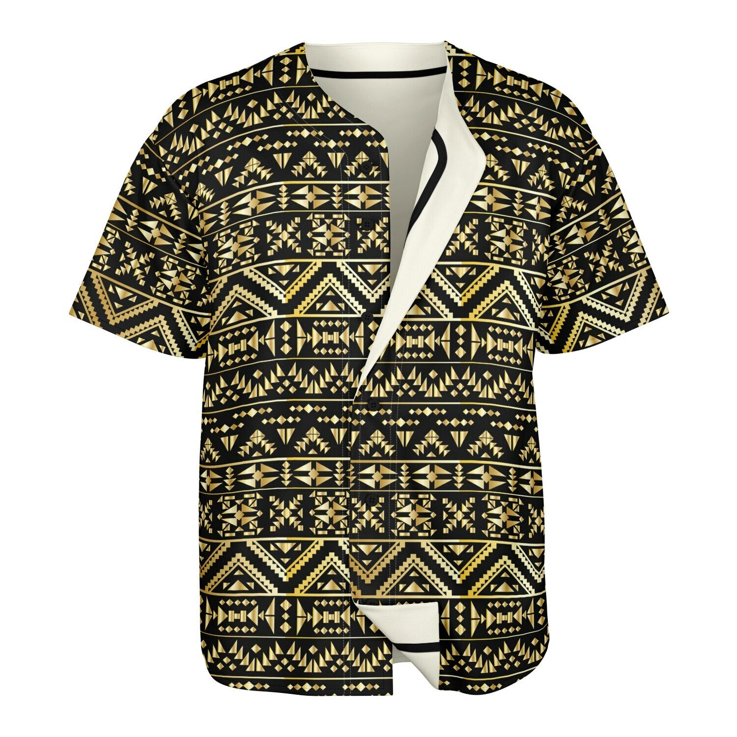 Black-Gold Tribal & Ivory Reversible Baseball Jersey
