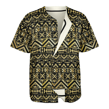 Black-Gold Tribal & Ivory Reversible Baseball Jersey
