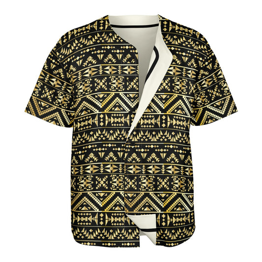 Black-Gold Tribal & Ivory Reversible Baseball Jersey