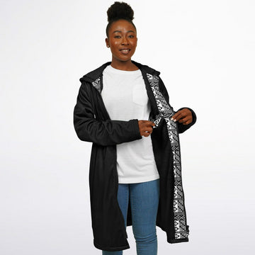 Black & White Kente Zipper Cloak