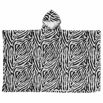 Zebra Fur Flannel Blanket Poncho