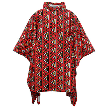 Red Samakaka Flannel Blanket Poncho