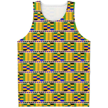 Yellow Kente Patterned Tank Top