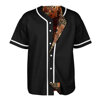 Brown Mudcloth & Black Reversible Baseball Jersey