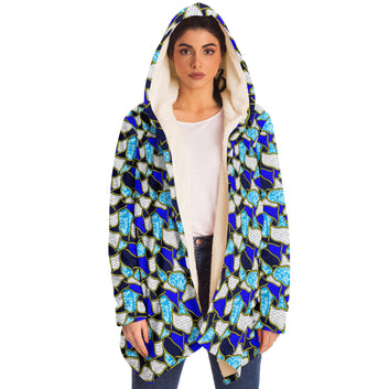 Ocean Blue & White Patterned Microfleece Cloak