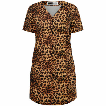 Leopard Fur Baseball Jersey Dress
