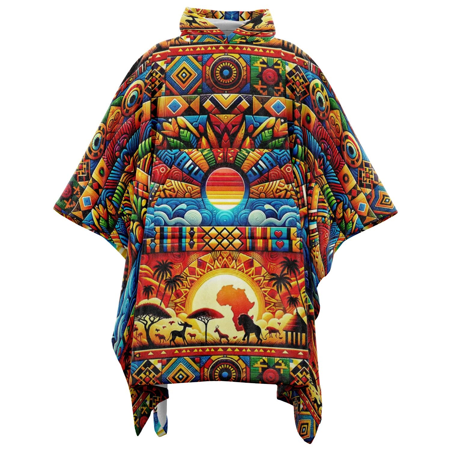 Abstract Savanna Flannel Blanket Poncho