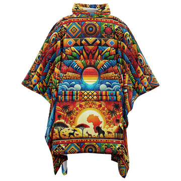 Abstract Savanna Flannel Blanket Poncho