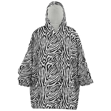 Zebra Fur Hooded Blanket - Teen & Adult
