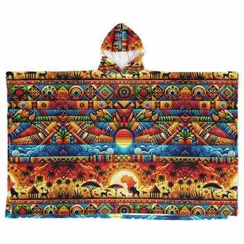 Abstract Savanna Flannel Blanket Poncho