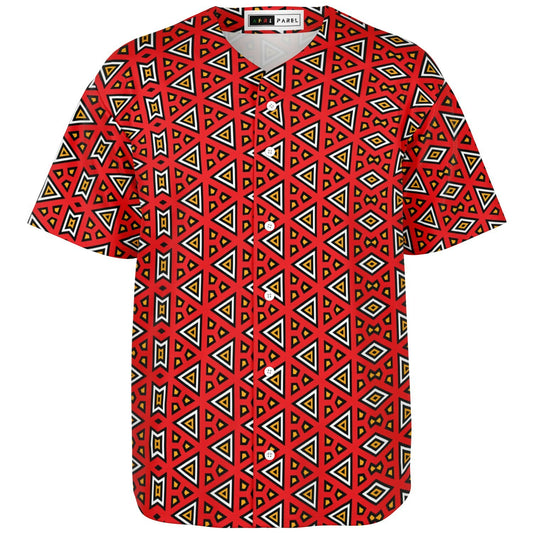 Red Samakaka Patterned Baseball Jersey