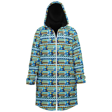 Blue Kente Patterned Zipper Cloak