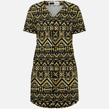 Black & Gold Tribal Baseball Jersey Dress