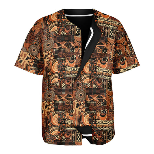 Brown Mudcloth & Black Reversible Baseball Jersey