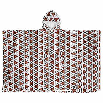 White Samakaka Patterned Flannel Blanket Poncho