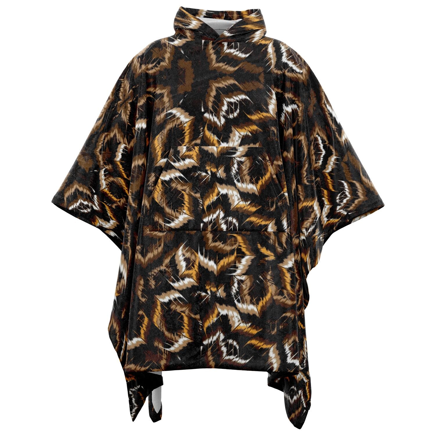 Tribal Camouflage Dark Flannel Blanket Poncho