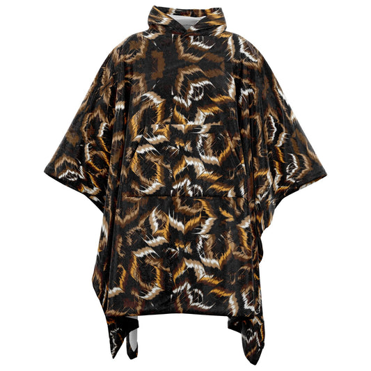 Tribal Camouflage Dark Flannel Blanket Poncho