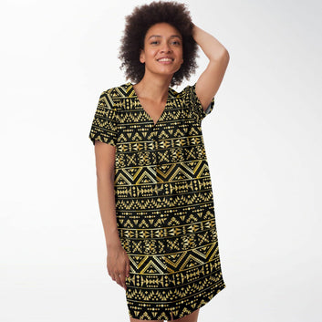 Black & Gold Tribal Baseball Jersey Dress
