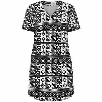 Black & White Patterned Baseball Jersey Dress