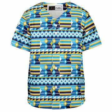 Blue Kente Patterned Baseball Jersey - Kids