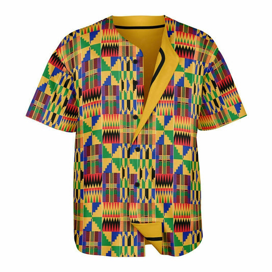 Original Kente Patterned & Orange Reversible Baseball Jersey