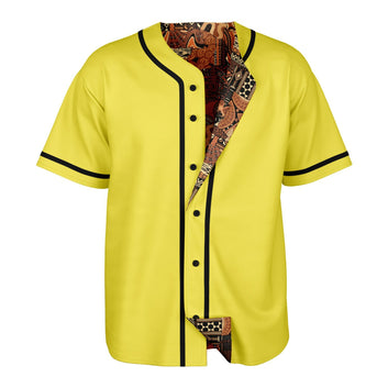 Brown Mudcloth & Yellow Reversible Baseball Jersey