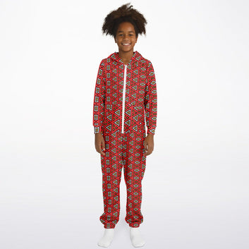 Red Samakaka Patterned Jumpsuit - Youth & Kids