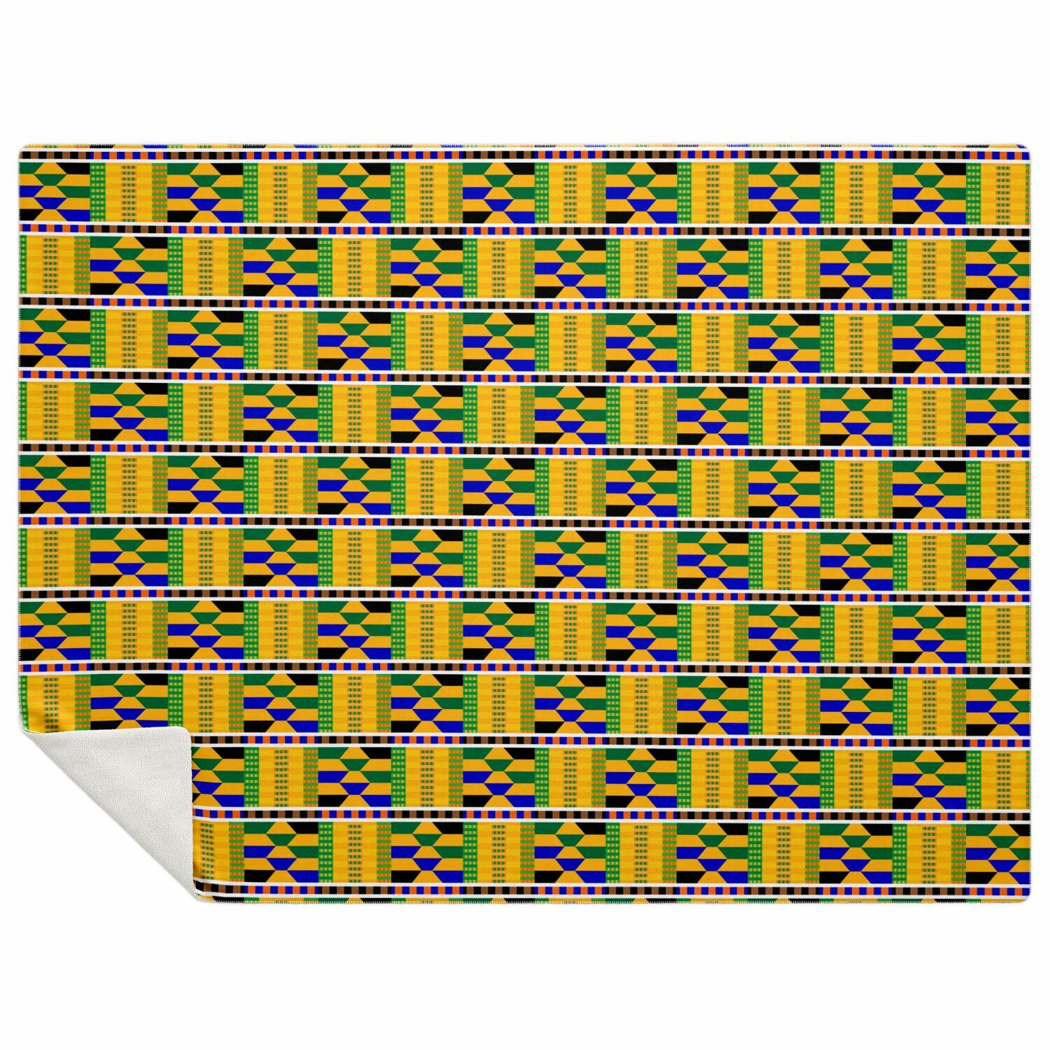 Yellow Kente Patterned Premium Microfleece Blanket